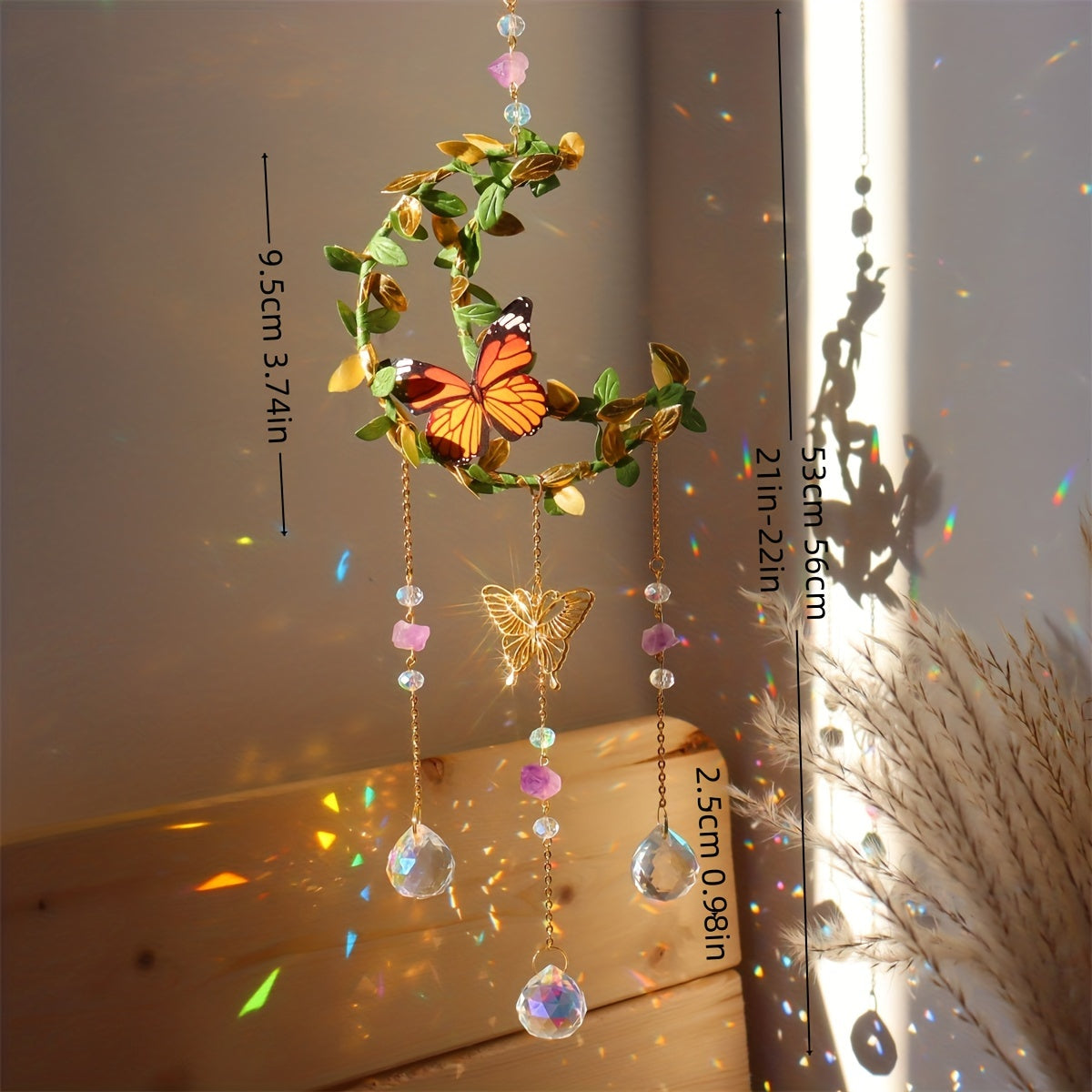 1pc Crystal Sun Catcher, Moon Wind Chime Pendant For Wedding Party Home Decoration Car Hanging Hanging Ornament Suncatcher, Photo Props, Outdoor Decor