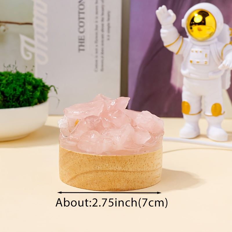 1pc Natural Crystal Raw Stone Diffuser Stone USB Interface Night Light for Bedroom Bedside Ambiance Decorative Light Cozy Mother's Day Anniversary Gift