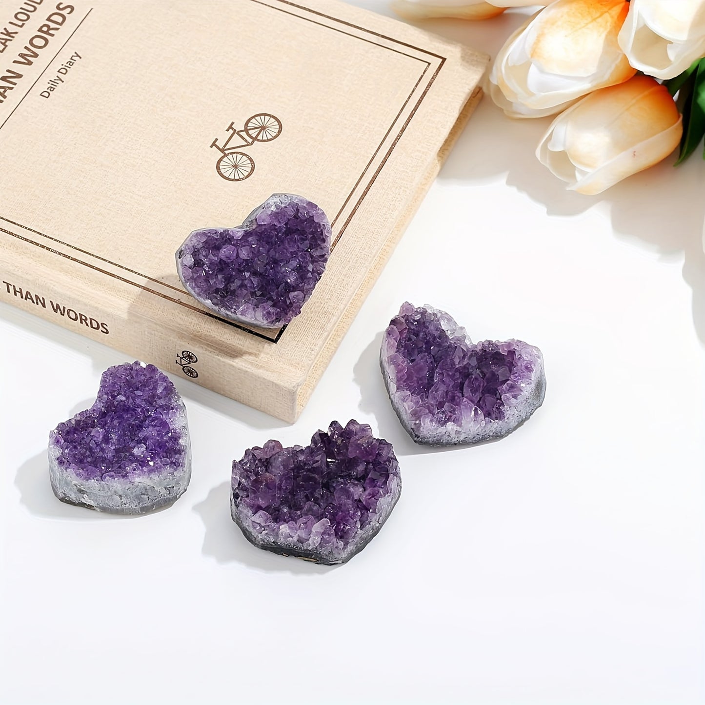 One natural amethyst, heart-shaped crystal ornament ranging from 1.18 to 3.99 cm for home decor and gifting