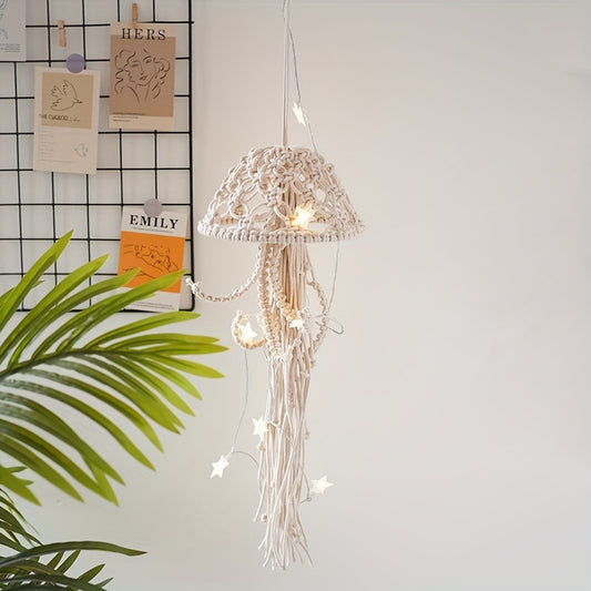 1pc Handmade Nordic Cotton Rope Jellyfish Tapestry for Home Decor - Soft and Durable Hanging for Living Room and Bedroom