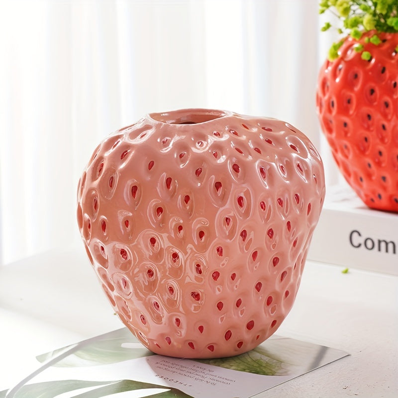 1pc, Handcrafted Resin Strawberry Vase - Perfect for Home Decor, Weddings, and More!
