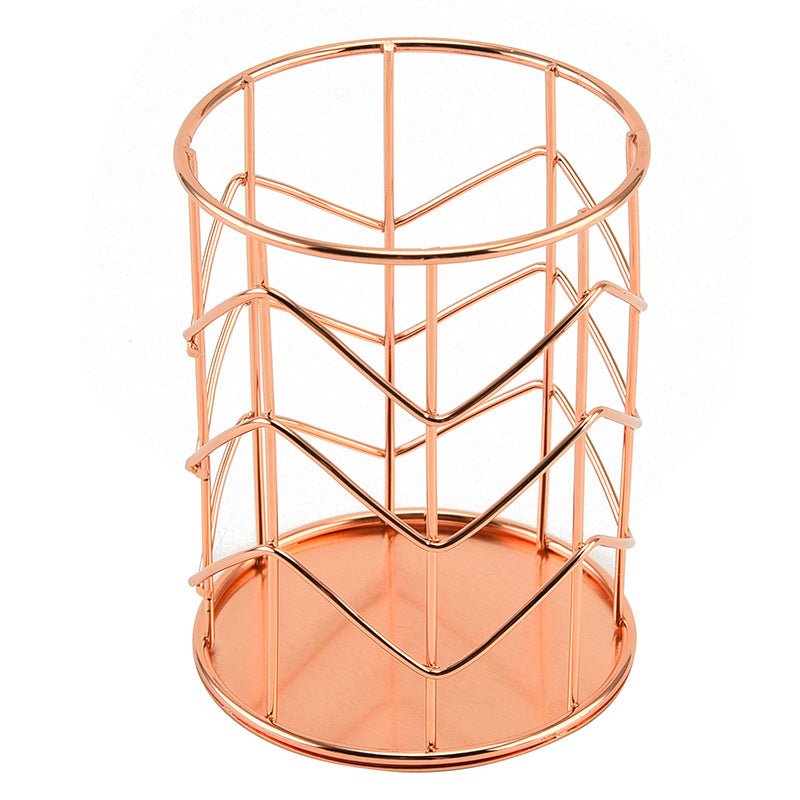 Upgrade Your Desk with This Stylish Golden Metal Pen Holder - Perfect for Home & Office Organization!