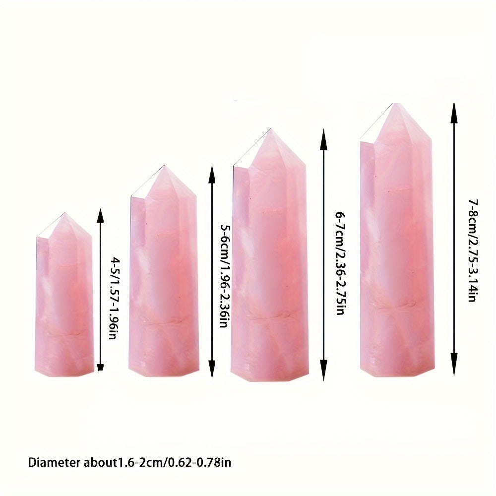 Enchanting Pink Rose Quartz Crystal Tower - Hexagonal Prism Magic Wand, Perfect for Home & Holiday Decor