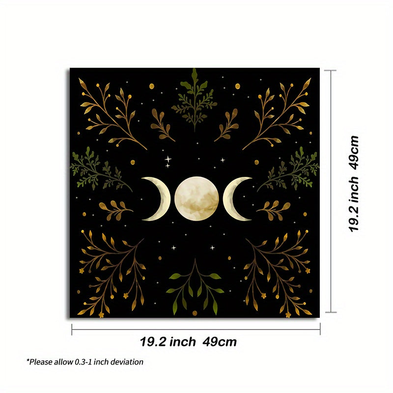 1pc, Olive Leaf Triple Moon Tarot Tablecloth - Wicca Altar Cloth for Spread and Core Home Decor, Party Supplies, and Room Decor