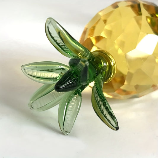 1pc Yollow Crystal Pineapple Ornament, Artificial Fruit Figurine Glass Fruit Statue, Tabletop Centerpiece For Home Decor, Small Ornament Art Decor Sculpture Statue Decor, Sculpture Art Miniature Cute Ornament, Room Decor