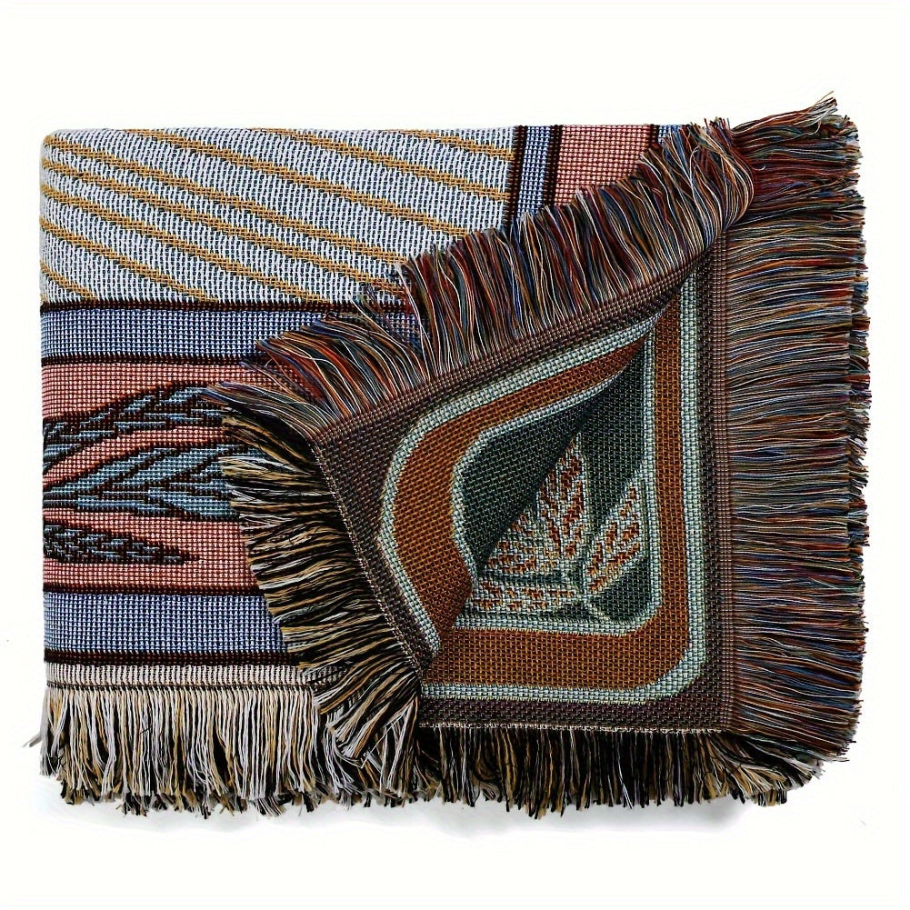 Bohemian Sun Tarot Card Design Throw Blanket - Soft, Lightweight, Washable Knit with Tassels, Perfect for Bed, Sofa, Yoga, Camping & Picnics, Indoor & Outdoor Use, Picnic Blanket | Bohemian Style | Fringed Detailing, Bohemian