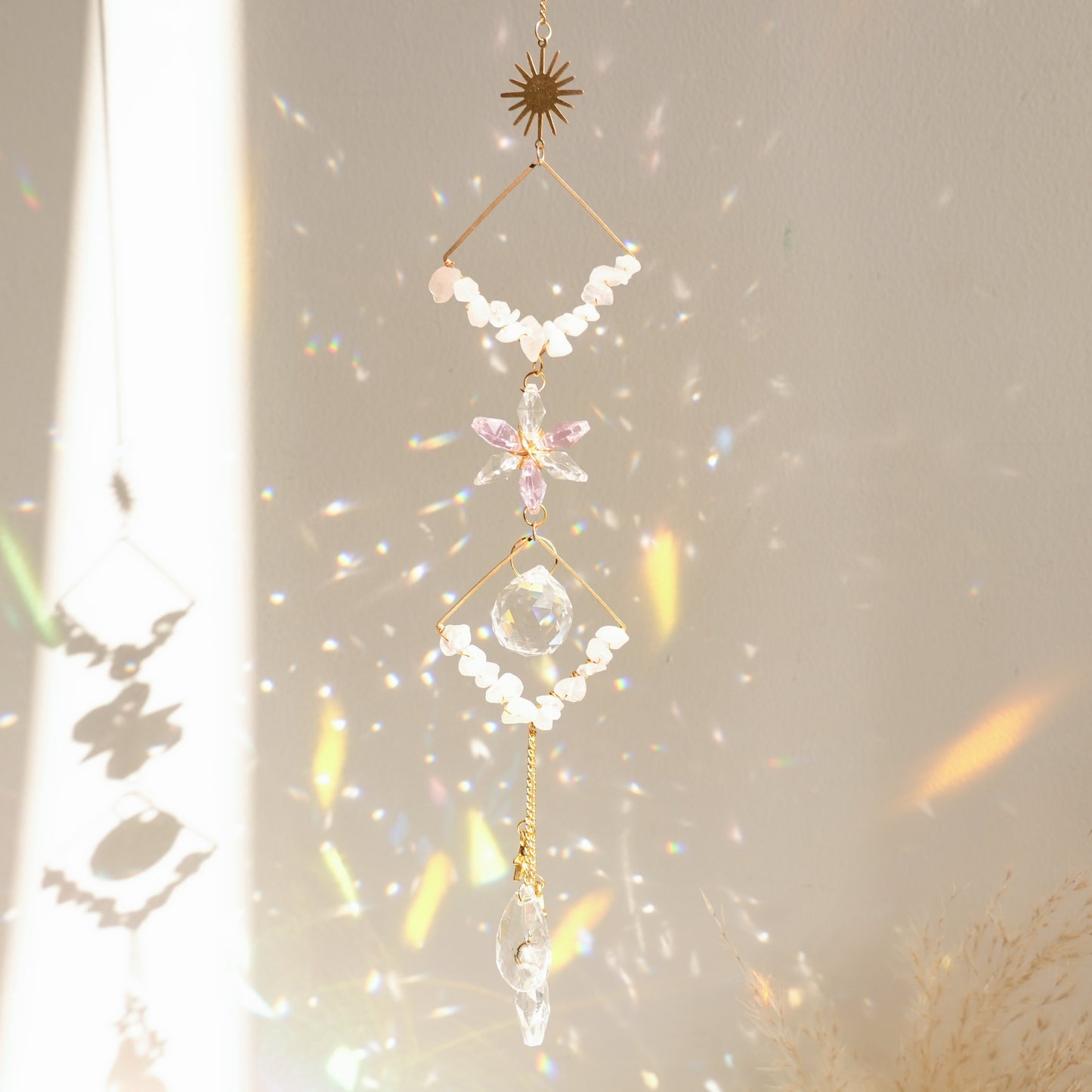 1pc Crystals Suncatcher Checkered Wind Chimes Crystal Ball Rainbow Maker Prisms For Indoor Window Car Charm Garden Outdoor Decor