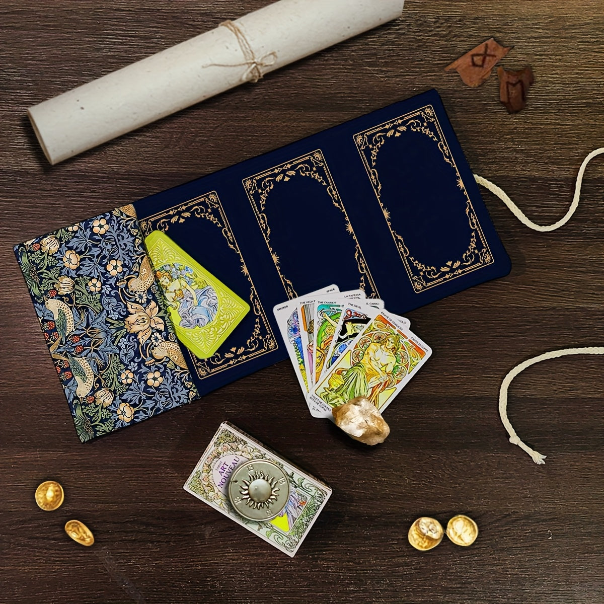 1pc Morris Pattern Tarot Storage Bag, Floral & Animal Elements Gift Pouch, Mystical Deluxe Storage Bag, Divination Tool Ornament, for Witchcraft Astrology Supplies, Suitable for Festive Gatherings, Gifts, Essential Holiday Pr