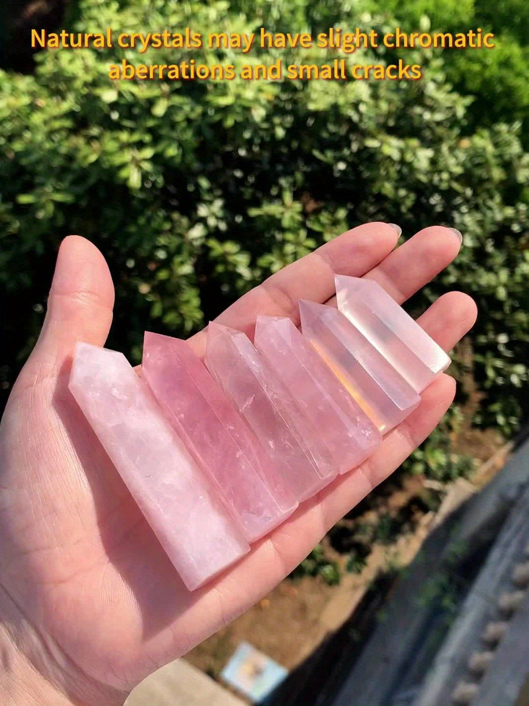 Enchanting Pink Rose Quartz Crystal Tower - Hexagonal Prism Magic Wand, Perfect for Home & Holiday Decor