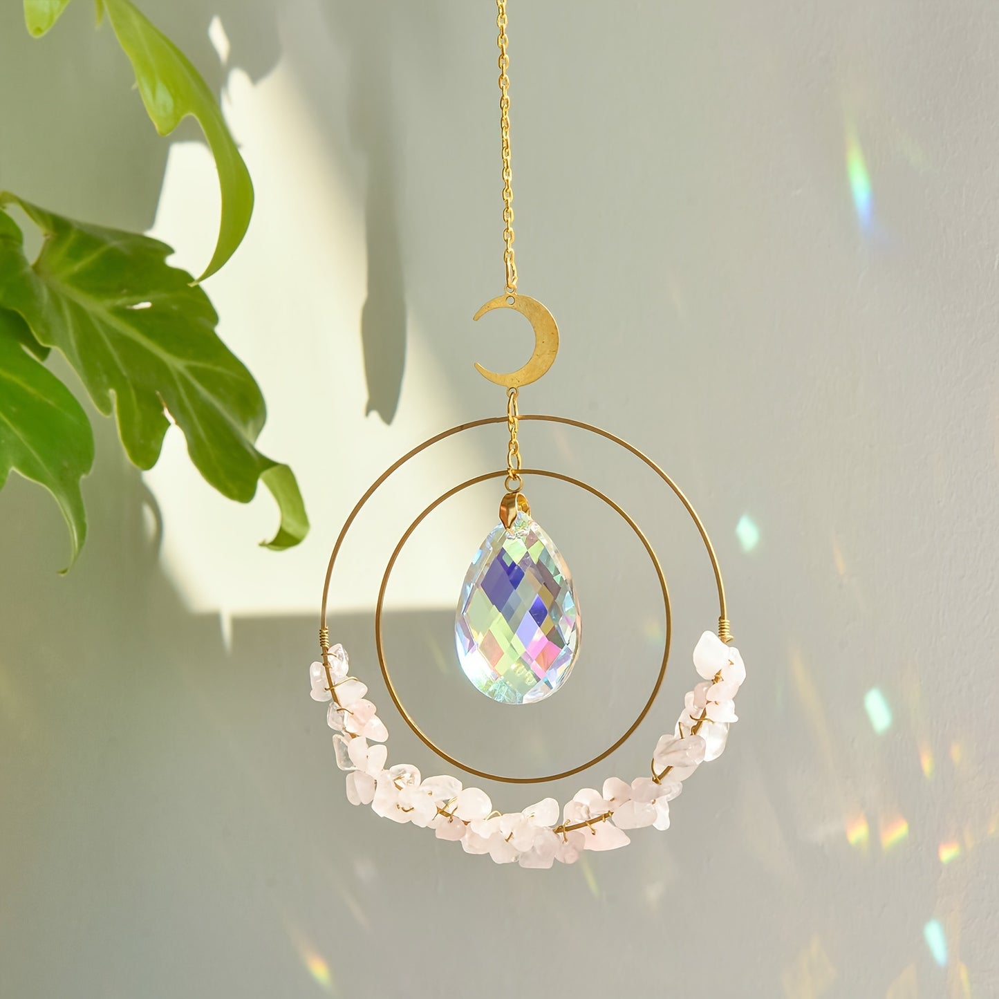 UNICI Amethyst Crystal Sun Catcher - Bohemian Style Window Hanging with Glass Prism, Rainbow Light Reflector for Home & Garden Decor, Perfect Gift for Mother's Day, Valentine's, Housewarming