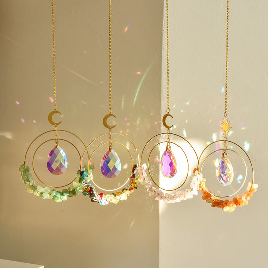 UNICI Amethyst Crystal Sun Catcher - Bohemian Style Window Hanging with Glass Prism, Rainbow Light Reflector for Home & Garden Decor, Perfect Gift for Mother's Day, Valentine's, Housewarming