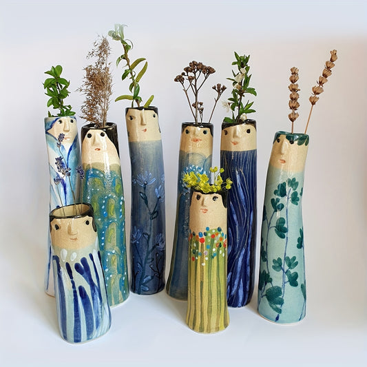 1pc Resin Spring Family Bud Vase, Bohemian Character Vase for Shelf Decor, Bathroom, Bedroom, Home Office, Wife Gift