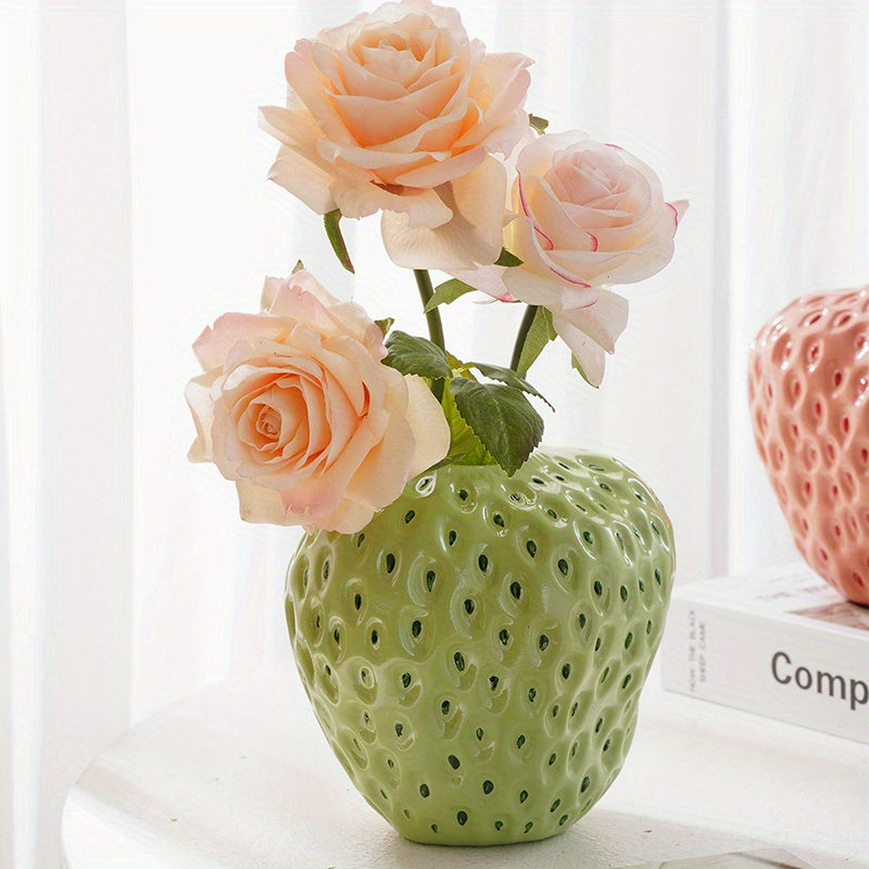 1pc, Handcrafted Resin Strawberry Vase - Perfect for Home Decor, Weddings, and More!