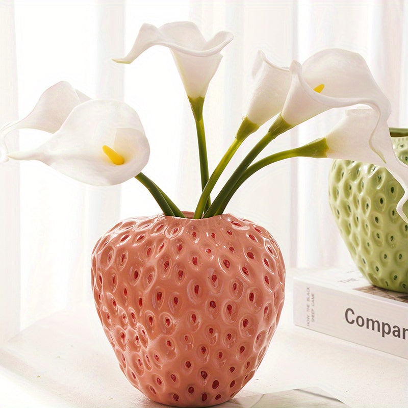 1pc, Handcrafted Resin Strawberry Vase - Perfect for Home Decor, Weddings, and More!