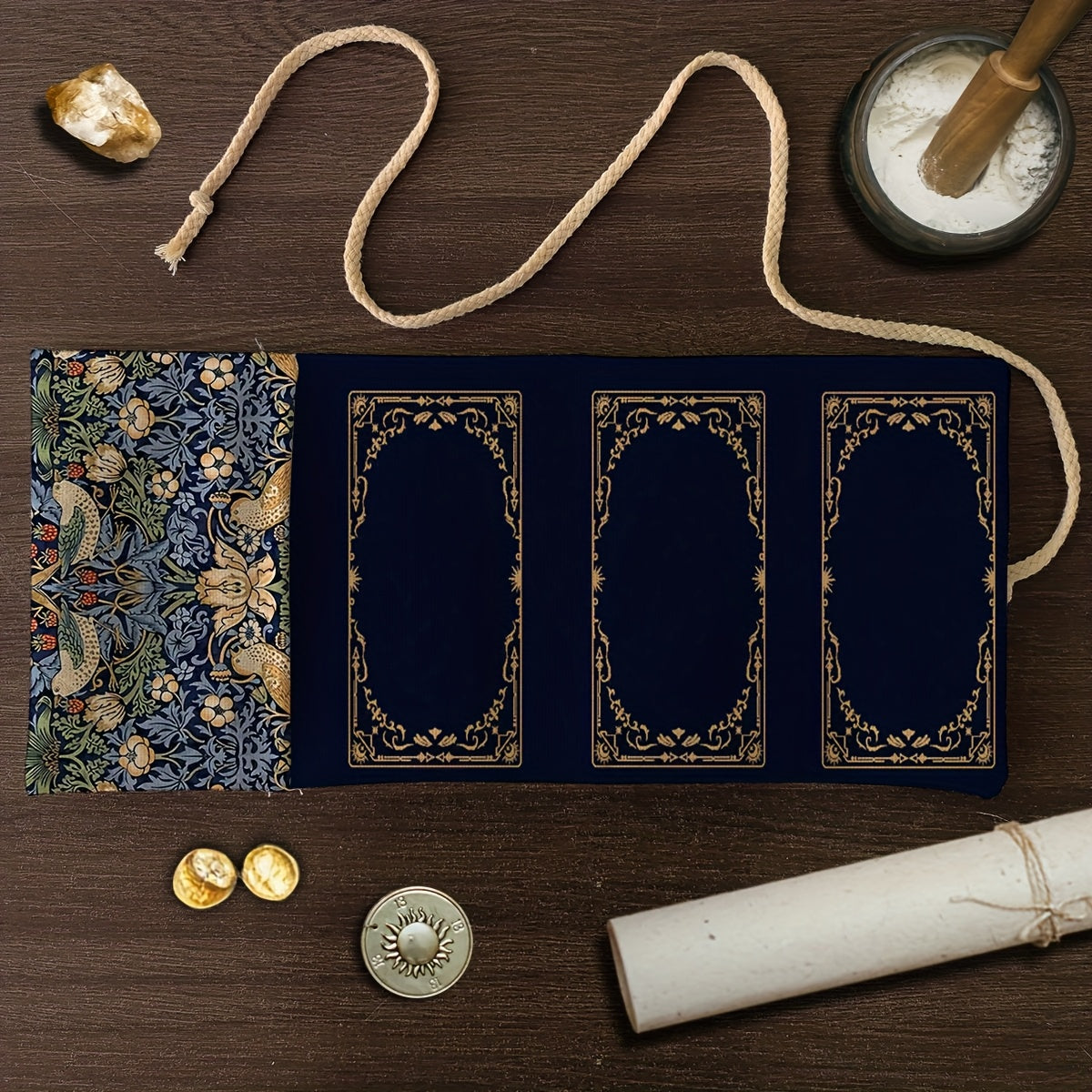 1pc Morris Pattern Tarot Storage Bag, Floral & Animal Elements Gift Pouch, Mystical Deluxe Storage Bag, Divination Tool Ornament, for Witchcraft Astrology Supplies, Suitable for Festive Gatherings, Gifts, Essential Holiday Pr