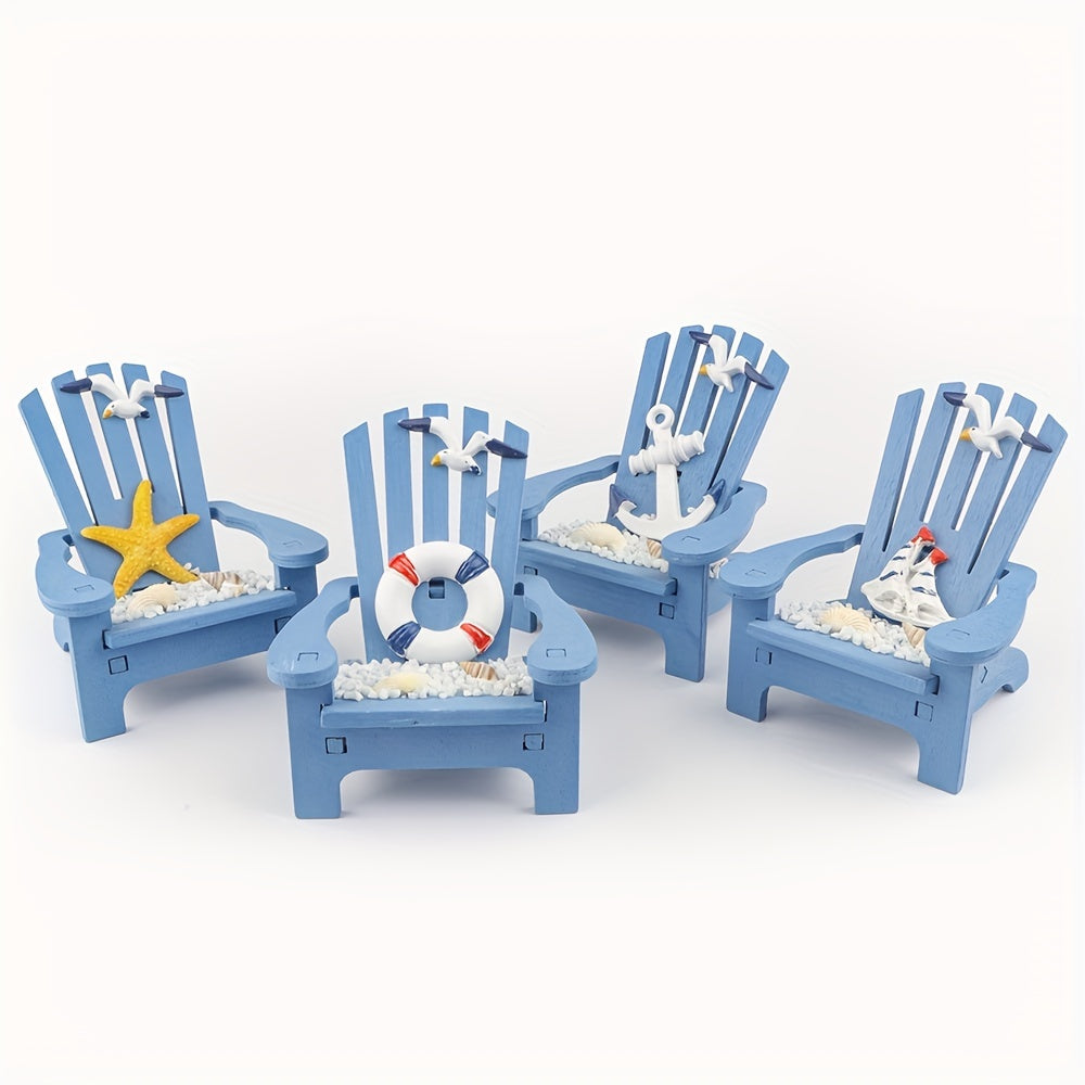 1pc, Wooden Handmade Mini Chair Ornament Beach Decor Nautical Decoration For Bathroom Bedroom Decor Home Decor Article Home Office Desk