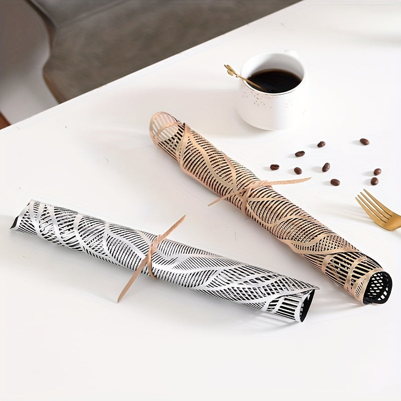 4pcs PVC Rose Flower Placemats, Hollow Out Washable Reusable Anti-slip Table Mats, Heat Insulation Pads, Tabletop Protection, For Weddings, Parties, Holidays, Graduations, Father's Day, Home Kitchen Dining Table Decor