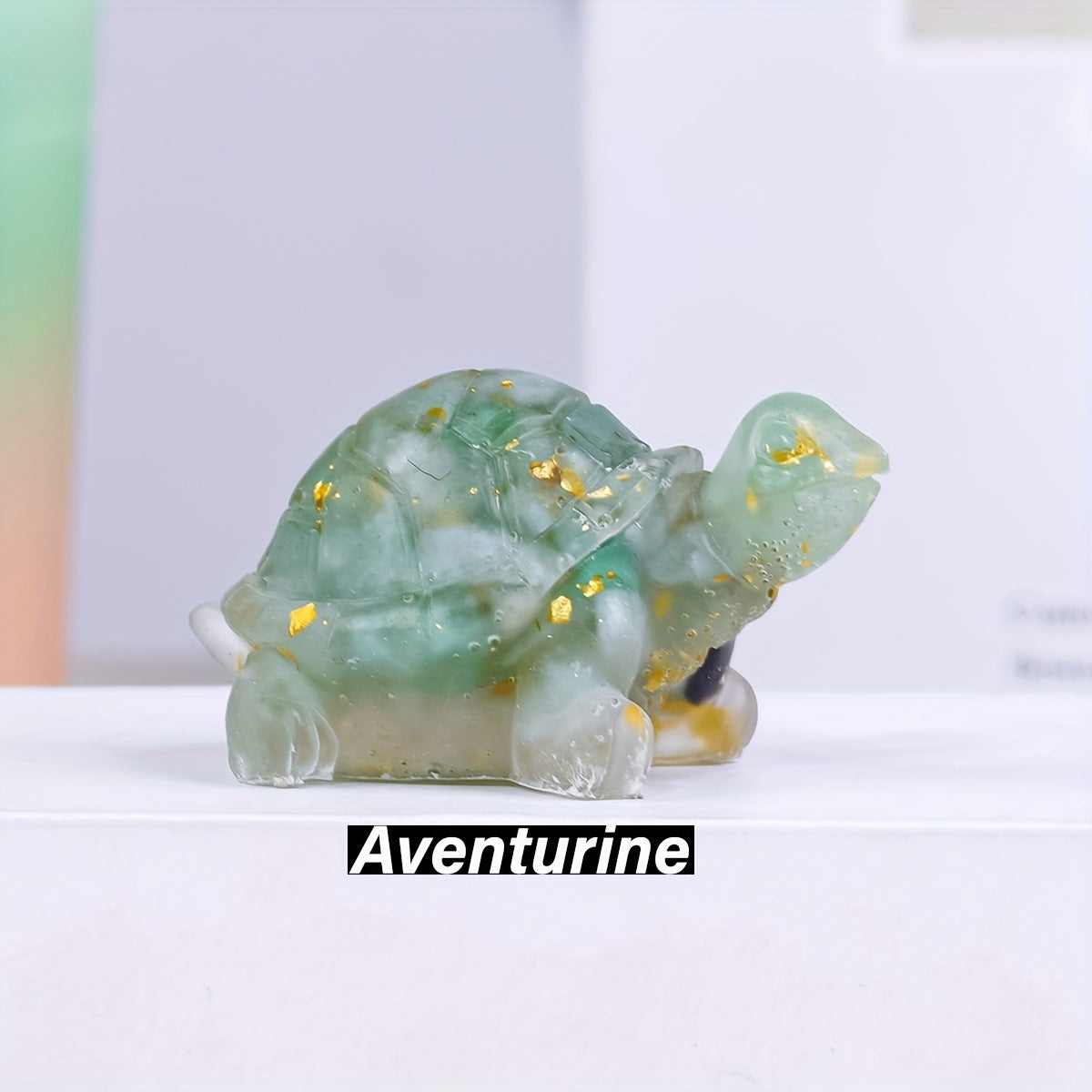 1pc, Natural Crystal Gravel Stone Resin Wrapped Small Turtle - Desktop Decoration Home Decoration, Chakra Meditation Gifts