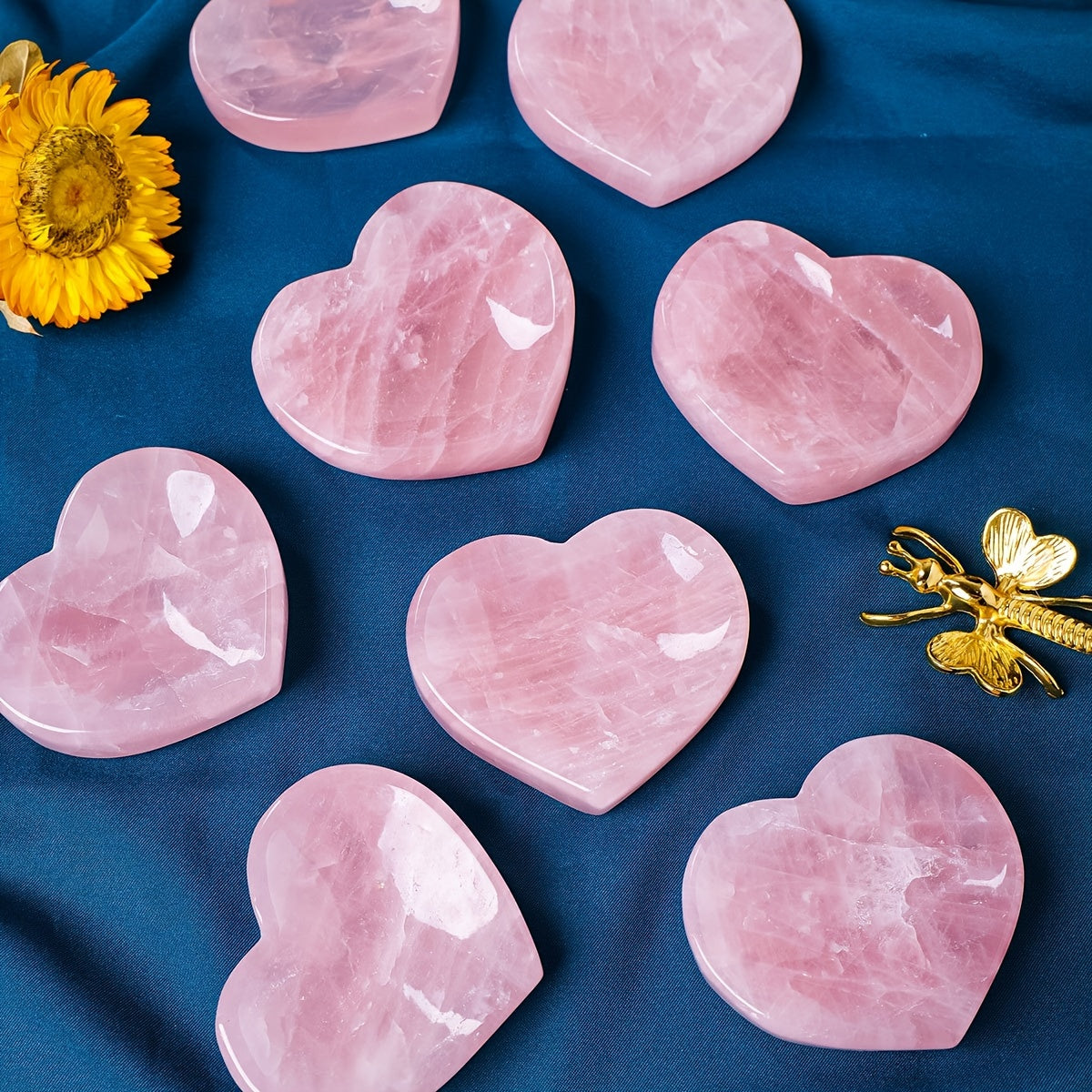 Runyangshi Pink Rose Quartz Heart-Shaped Crystal Bowl - Polished Natural Stone, Perfect for Home & Office Decor, Ideal Gift for Christmas, Mother's Day, Valentine's