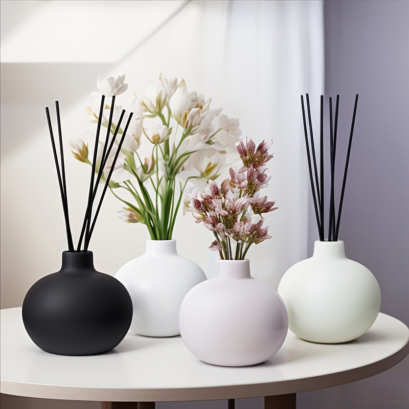 1pc Ceramic Fragrance Reed Diffuser Bottle Ceramic Vase Round Diffuser Jar 8.99cm Fragrance Accessories Use for DIY Replacement