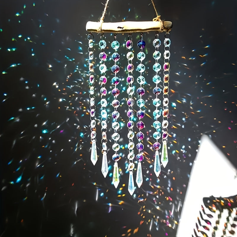 Handmade Garden Suncatcherss with Crystals Stones, Reflect Sunlight & Rainbow Maker Crystal Garden Suncatcherss Hanging Wind Chime, Yard Art Decor, Garden Garden Suncatcherss