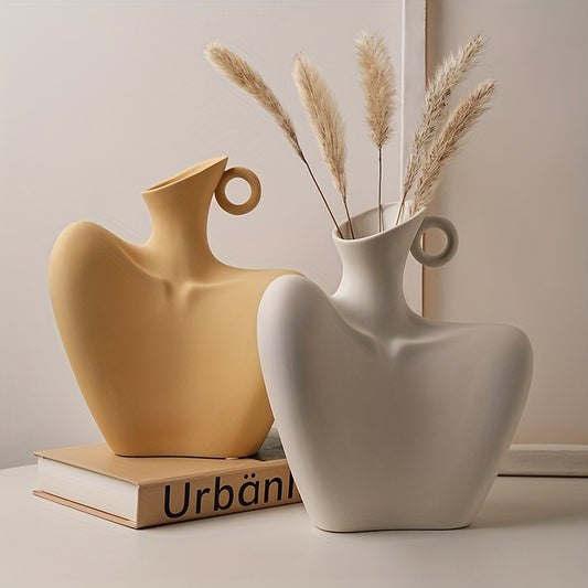 Unique Collarbone Statue Vase - Modern Abstract Ceramic Art for Minimalist Home Decor, Living Room Centerpieces, Rustic Farmhouse Table Decoration, and Room Decor - Perfect Eid Al-Adha Mubarak Gift Idea