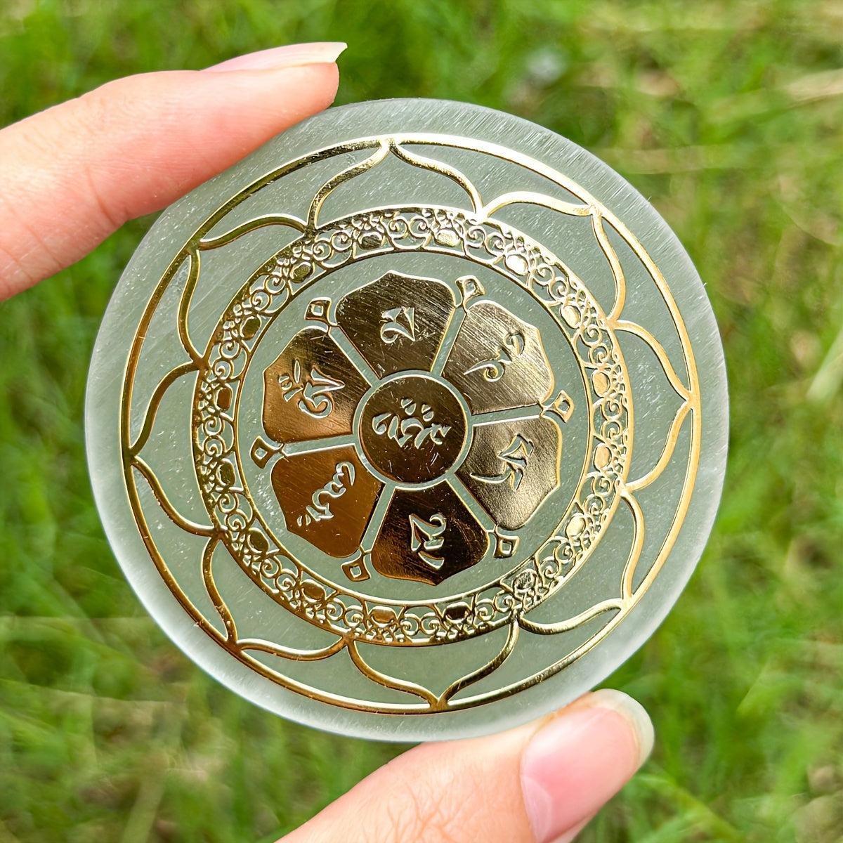1pc Natural Selenite Slice, Irregular Crystal Stone Mixed Style Boho Star Moon Tree Flower Golden Tray Jewelry Accessories Art Craft Desktop Ornaments