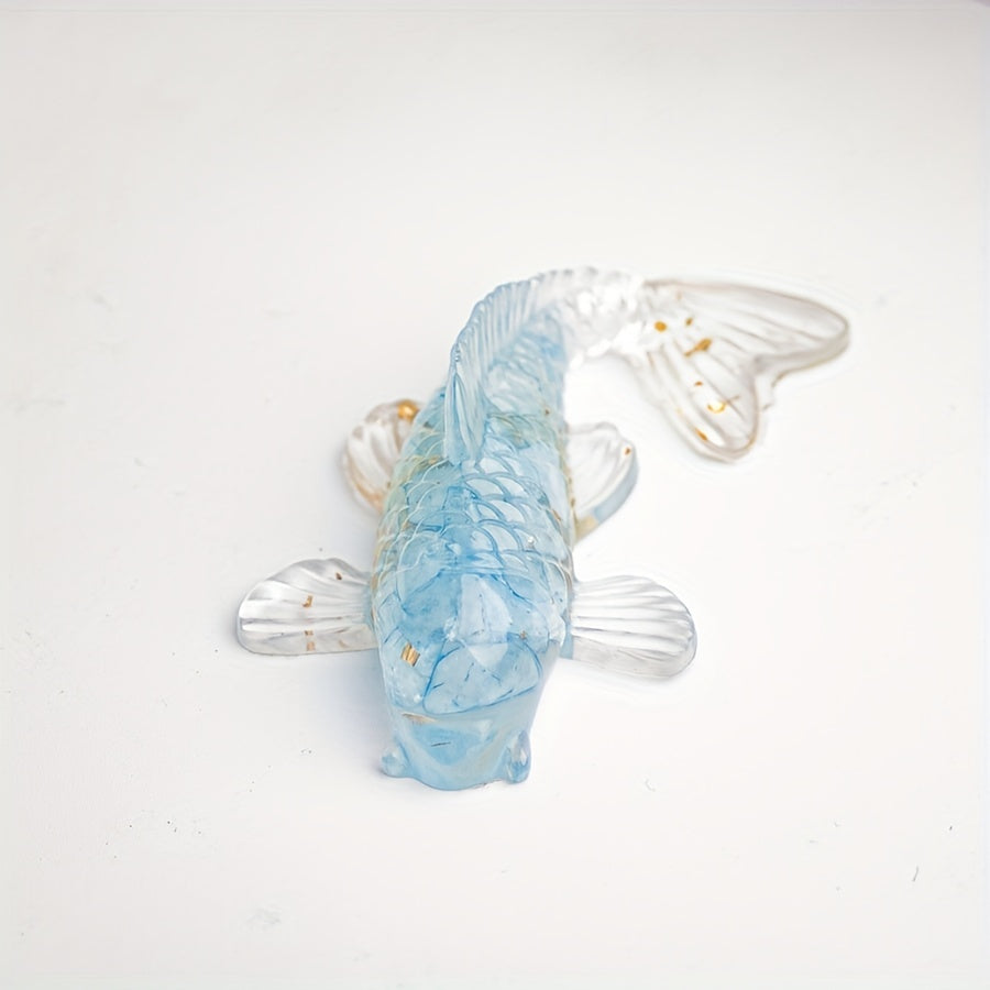 1pc Elegant Crystal Fish Ornament - Handcrafted Resin & Natural Crystal Gravel, Golden-Scaled Purple Koi Fish Design, Ideal for Home Decor, Perfect Gift