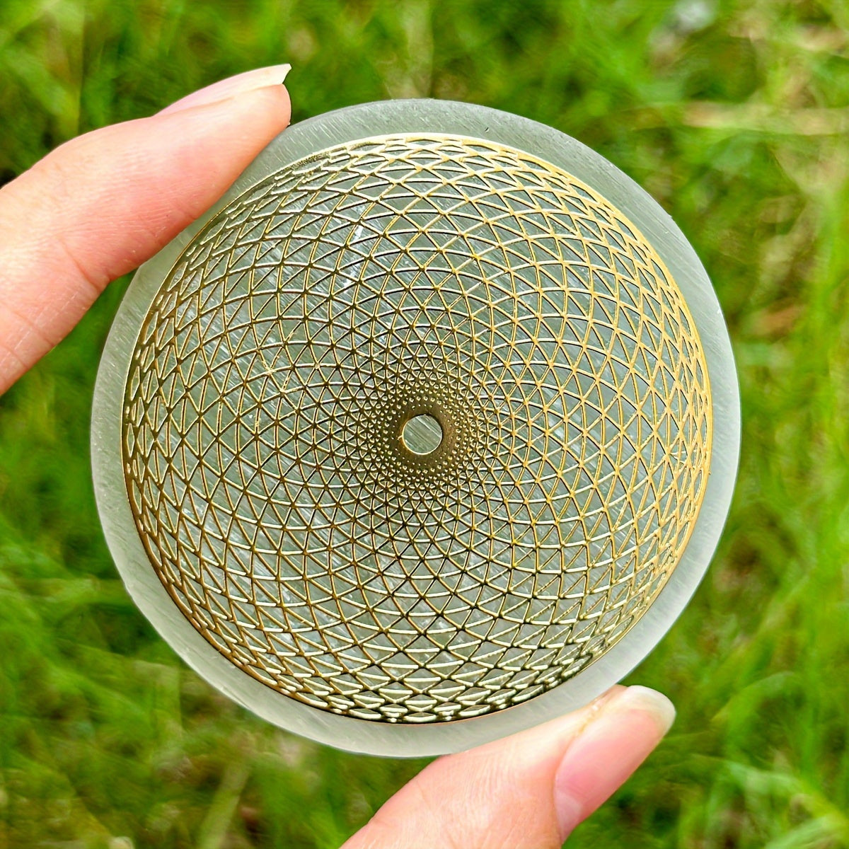 1pc Natural Selenite Slice, Irregular Crystal Stone Mixed Style Boho Star Moon Tree Flower Golden Tray Jewelry Accessories Art Craft Desktop Ornaments
