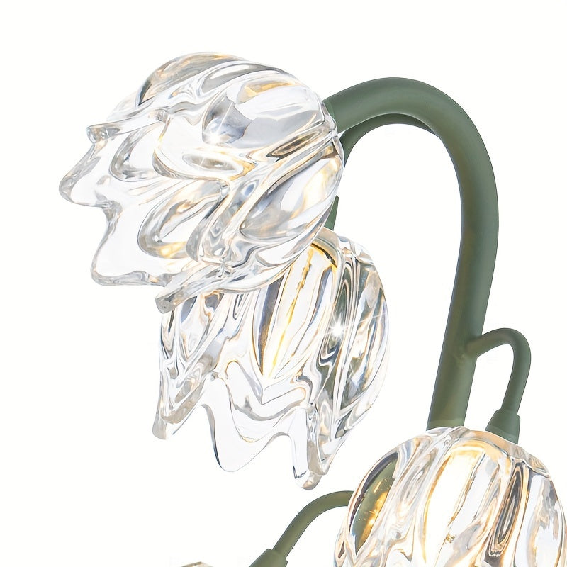 Elegant Crystal Orchid Table Lamp – Art Deco Glass Flower Design with Frosted Metal Finish, USB-Powered Ambient Light for Bedroom, Living Room, or Study Decor, Table Lamp for Bedroom