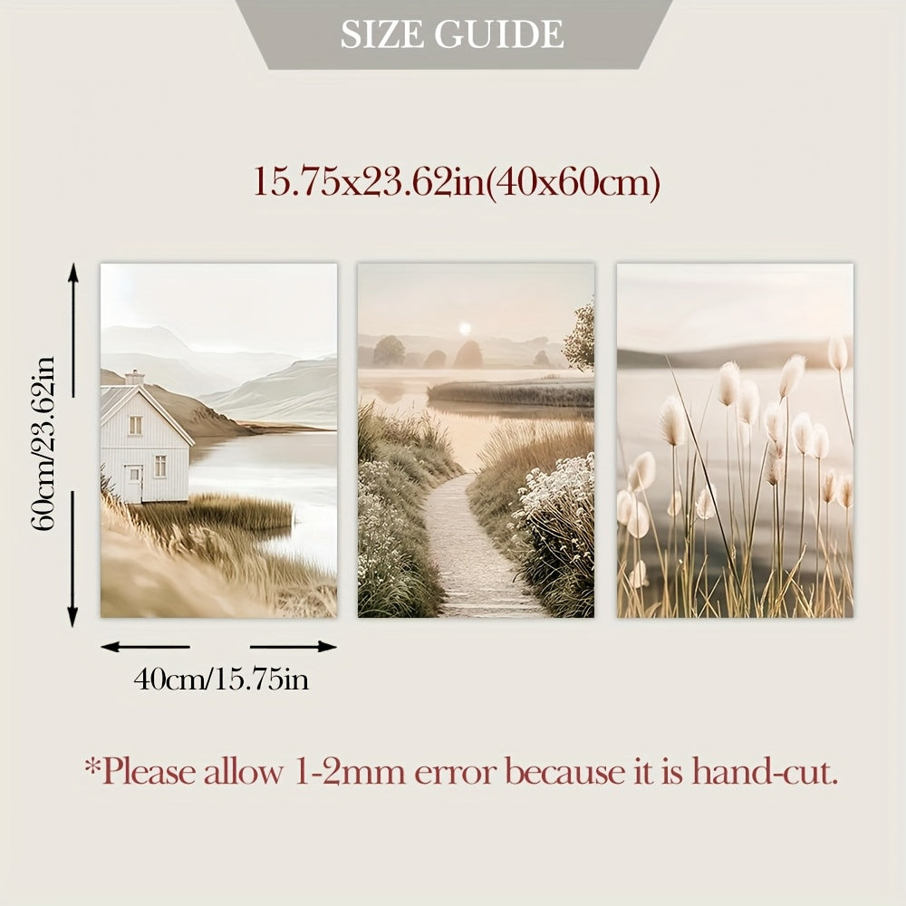 6/3pcs Beige Canvas Painting Panas Grass Poster Hay Wall Art Flames Leaf Wall Art Fan Leaf Print Plant Specimen Art Print Nordic Wall Poster Home Decor Frameless