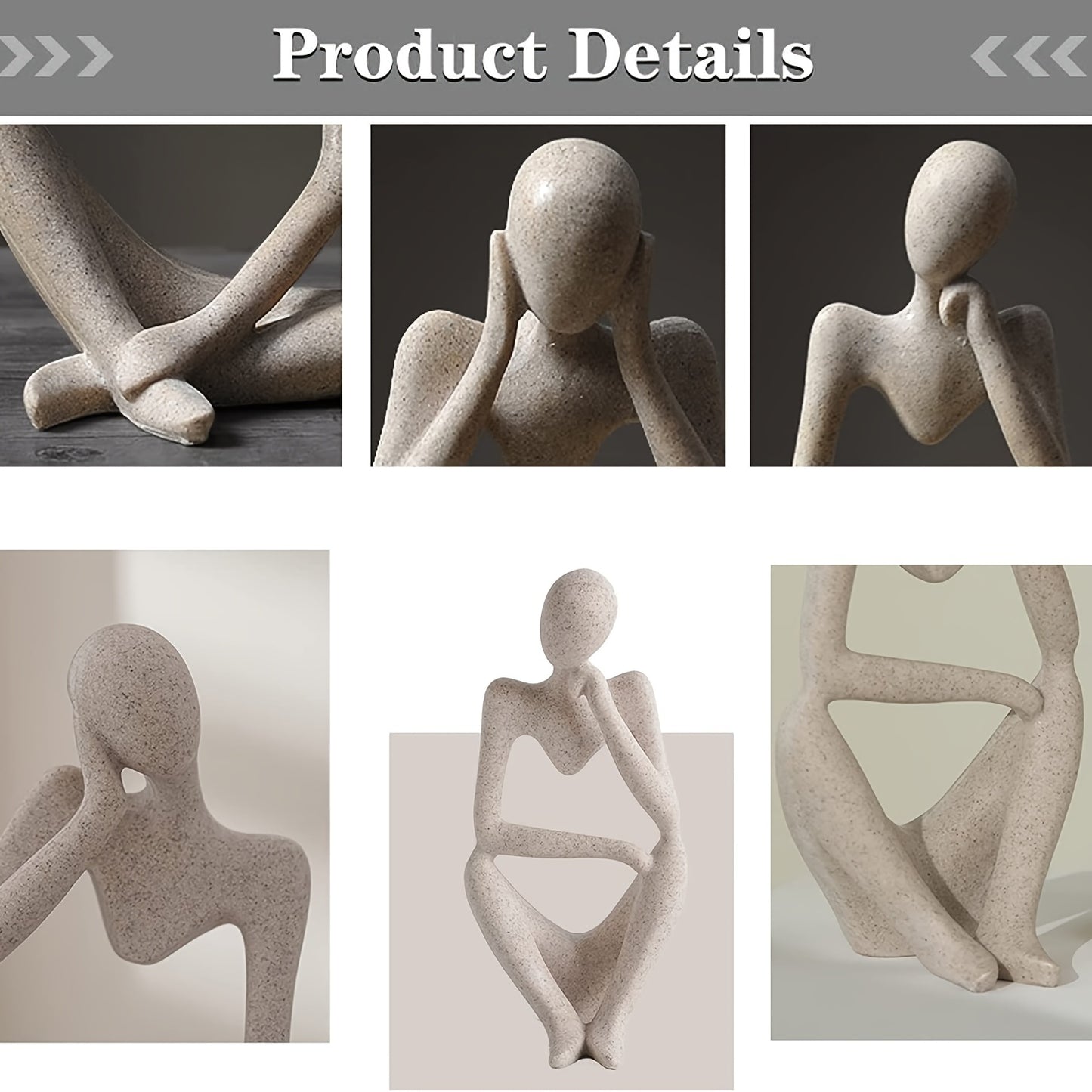 3pcs Modern Abstract Thinker Statue Sculpture Resin Statues For Bookshelf Decor Home Decor Home Office Shelf Desktop Decor