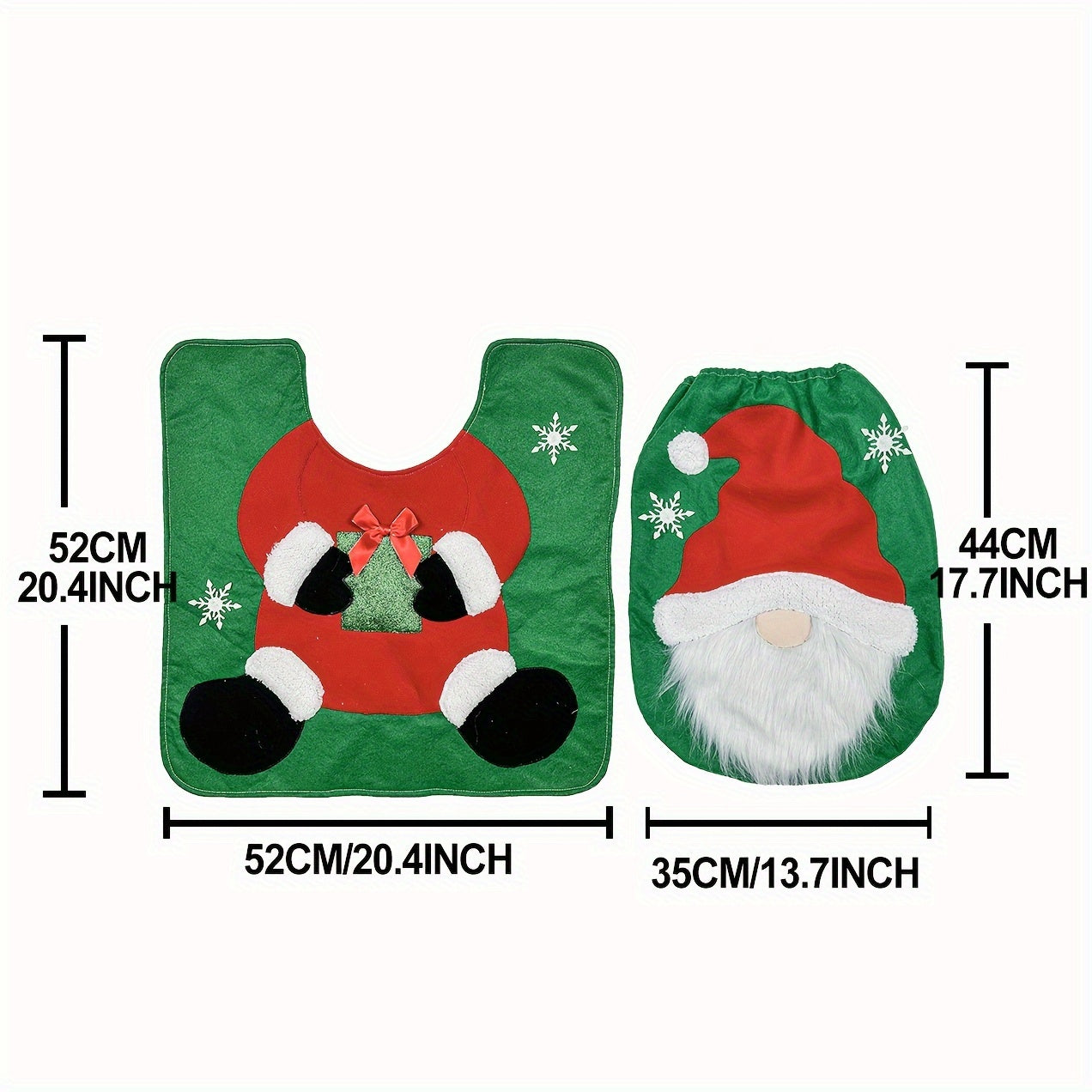 Festive Santa and Snowman Toilet Seat Cover and Rug Set - Seasonal Bathroom Decor - Christmas Gift Idea - Suitable for Holiday Home Accessories