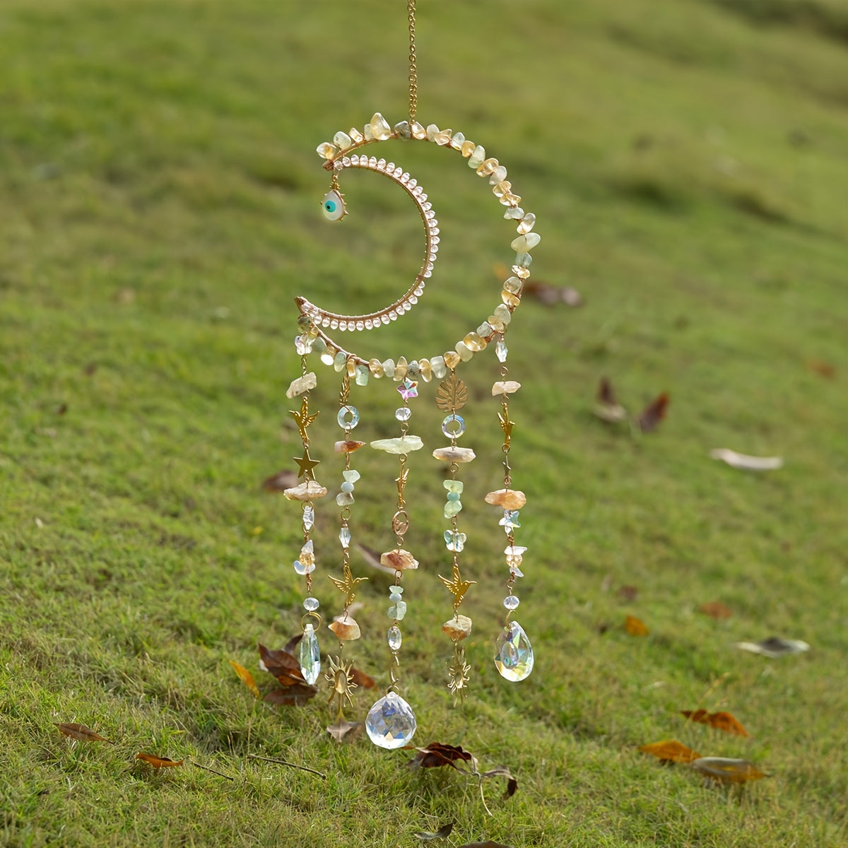 1pc Moon Crystals Dreamcatcher Suncatcher Crystal Dream Catcher Wind Chimes Crystal Ball Rainbow Maker Prisms For Charm Garden Suncatchers Indoor Window Outdoor Decor