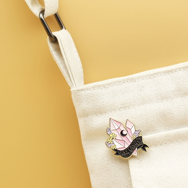 YUN JIE YAN Chic Crystal-Inspired Metal Badge with "Protection from Assholes" Motif - Stylish Alloy Brooch for Backpacks, Hats, Bags - Perfect Gift for Friends & Fans