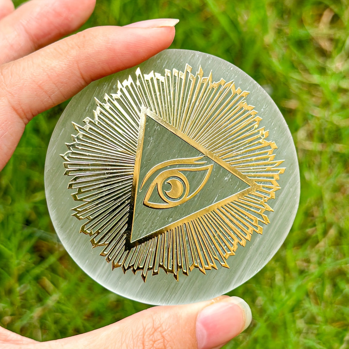 1pc Natural Selenite Slice, Irregular Crystal Stone Mixed Style Boho Star Moon Tree Flower Golden Tray Jewelry Accessories Art Craft Desktop Ornaments