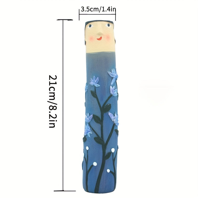 1pc Resin Spring Family Bud Vase, Bohemian Character Vase for Shelf Decor, Bathroom, Bedroom, Home Office, Wife Gift