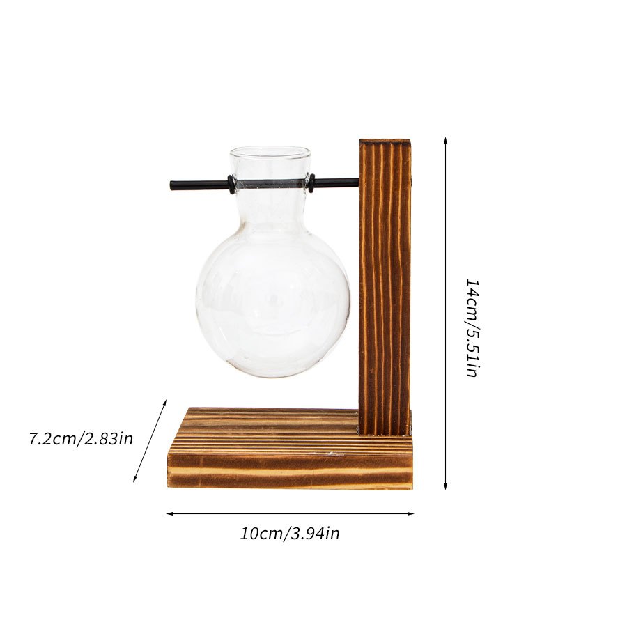 1/2pcs Hydroponic Glass Vintage Desktop Plant Terrarium Planter with Retro Wooden Stand for Water Planting Propagation and Home Garden