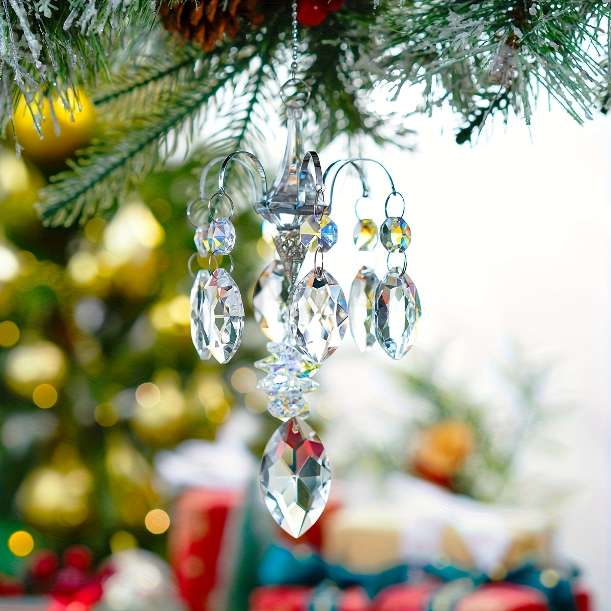 Crystal Bead Chandelier Branch Mirror Hanging Ornament, Prism Rainbow Manufacturer, Suitable for Home, Garden, Car, Anniversary Gift, Party Gift, Christmas Present, Perfect Gift for Any Occasion