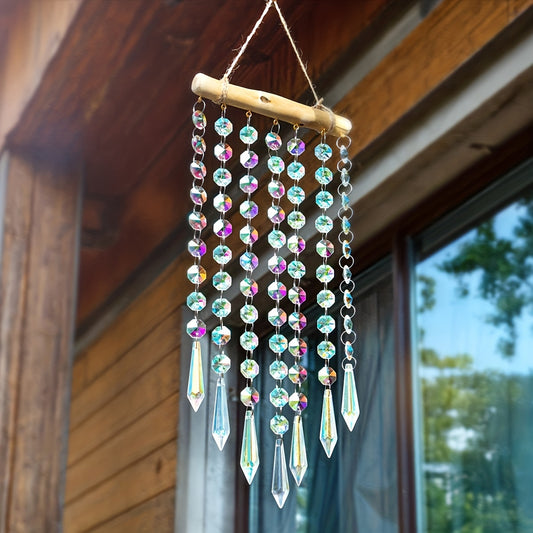 Handmade Garden Suncatcherss with Crystals Stones, Reflect Sunlight & Rainbow Maker Crystal Garden Suncatcherss Hanging Wind Chime, Yard Art Decor, Garden Garden Suncatcherss