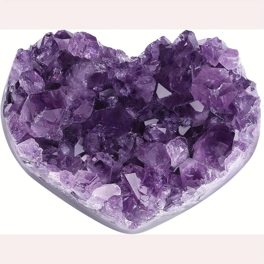 One natural amethyst, heart-shaped crystal ornament ranging from 1.18 to 3.99 cm for home decor and gifting
