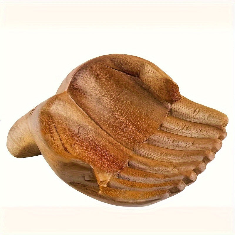 Chic Wooden Handheld Bowl with Crystal Accents - Versatile Decorative Storage for Home & Bedroom, Waterproof, Unique Design