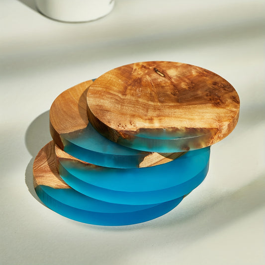 4pcs, Round Coaster, Wooden Coasters, Bar Coaster For Drinks, Heat Insulation Mat, Modern Coasters For Bar Kitchen Home Apartment, Housewarming Gift, Birthday Gift, Stylish Home Decor