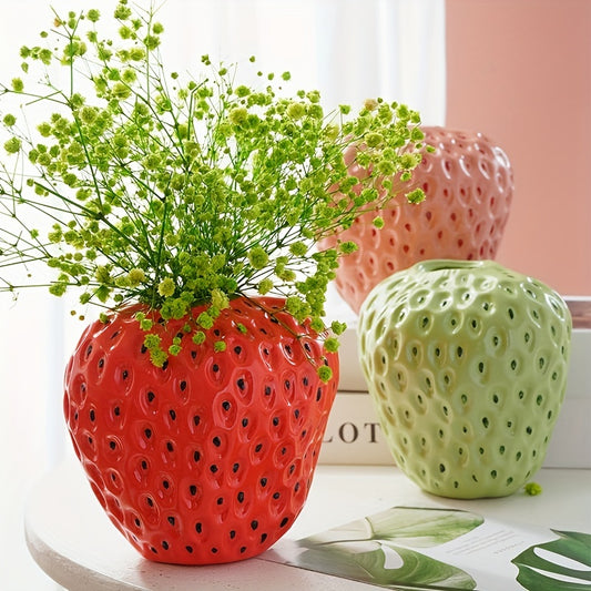 1pc, Handcrafted Resin Strawberry Vase - Perfect for Home Decor, Weddings, and More!