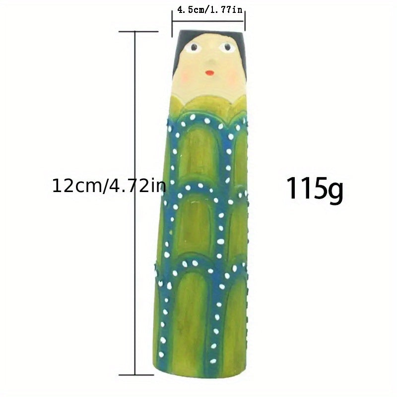 1pc Resin Spring Family Bud Vase, Bohemian Character Vase for Shelf Decor, Bathroom, Bedroom, Home Office, Wife Gift