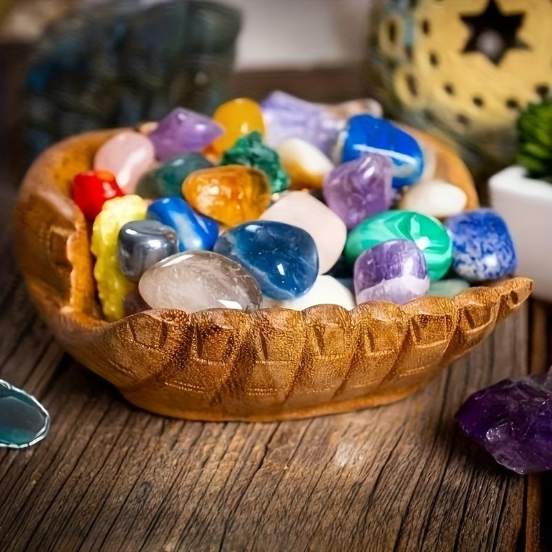 Chic Wooden Handheld Bowl with Crystal Accents - Versatile Decorative Storage for Home & Bedroom, Waterproof, Unique Design