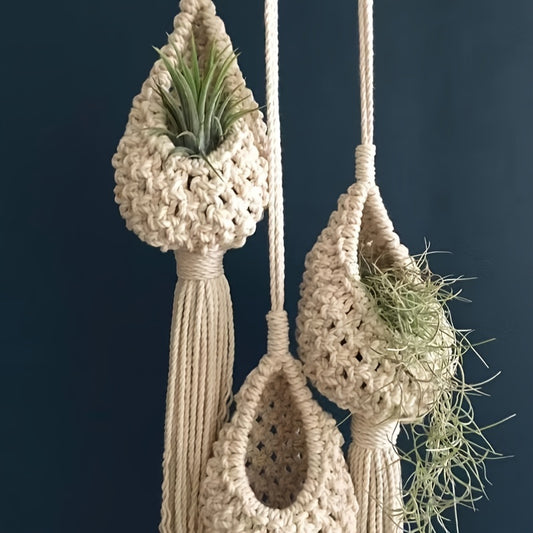Gounong Handmade 1/2/3pcs, Indoor Small Plants, Bohemian Home Decoration Room Decoration Garden Indoor Garden, Hanging Flower Pots, Indoor Jungle, Bohemian Hanging Plants Hanging Air Plants Hanging Basket,