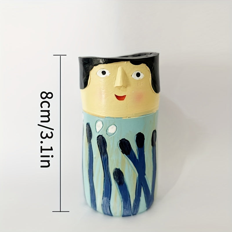 1pc Resin Spring Family Bud Vase, Bohemian Character Vase for Shelf Decor, Bathroom, Bedroom, Home Office, Wife Gift