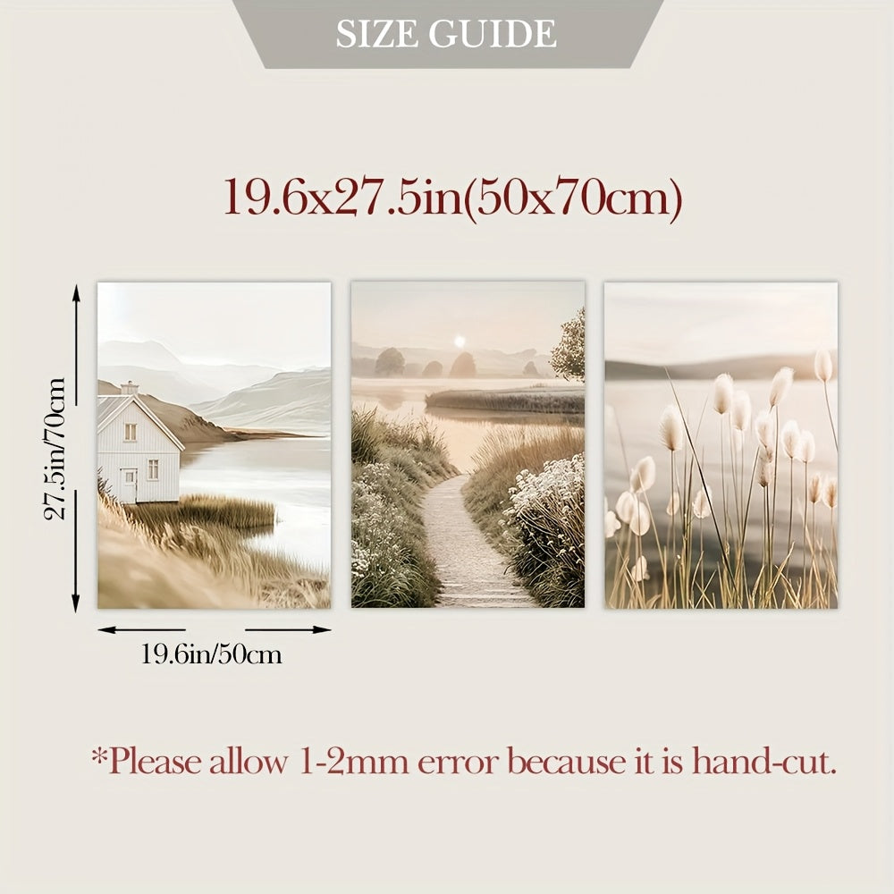 6/3pcs Beige Canvas Painting Panas Grass Poster Hay Wall Art Flames Leaf Wall Art Fan Leaf Print Plant Specimen Art Print Nordic Wall Poster Home Decor Frameless