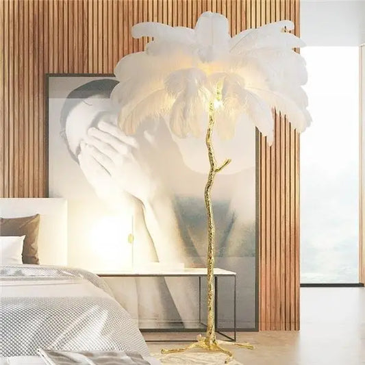 Nordic Creative Feather Design Floor Lamp for Living Room Bedroom Office or Hotel Decoration